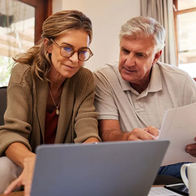 A couple reviewing their finances together